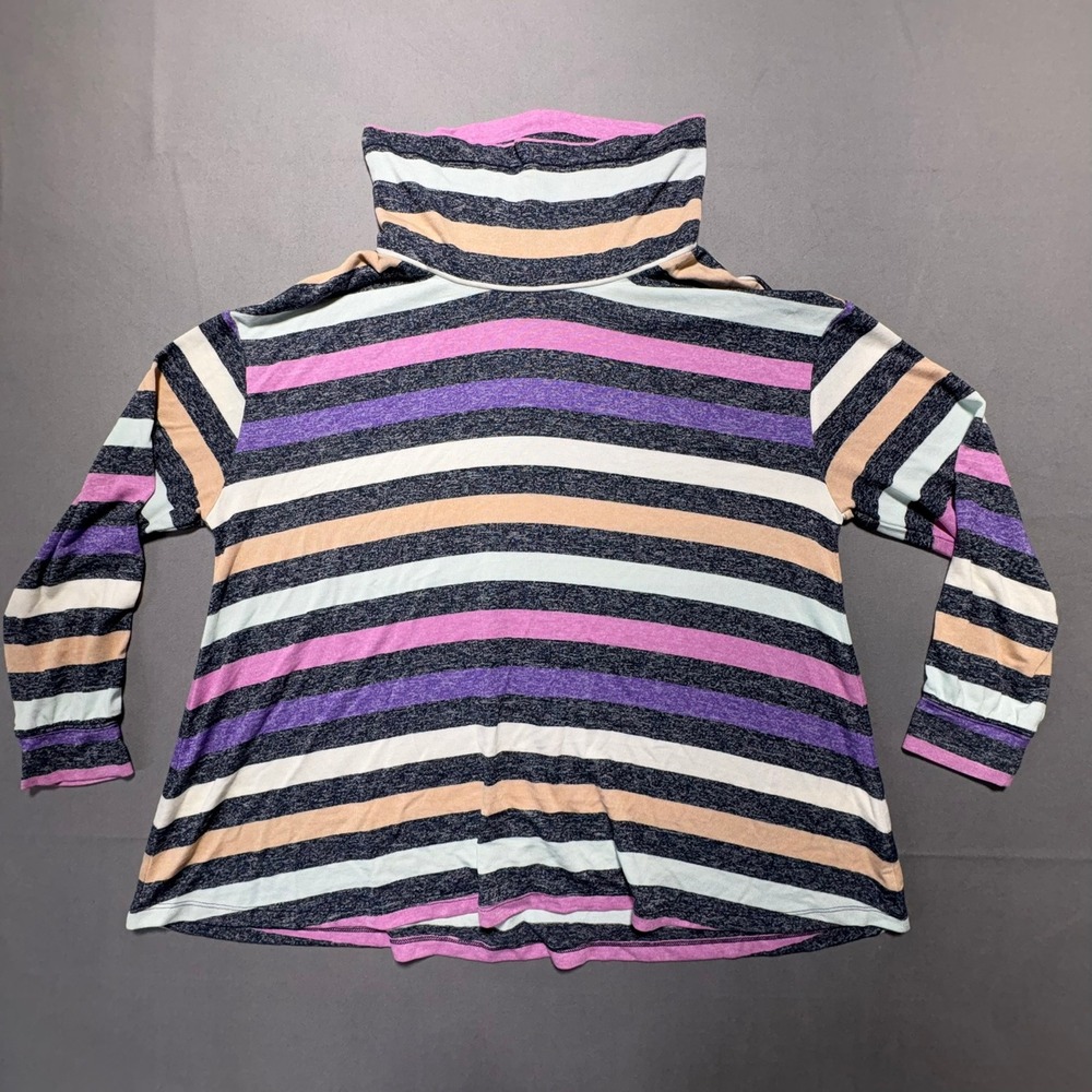 Lane Bryant Multi Color Striped Cowl Neck Long Sleeve Top Plus Size 18/20